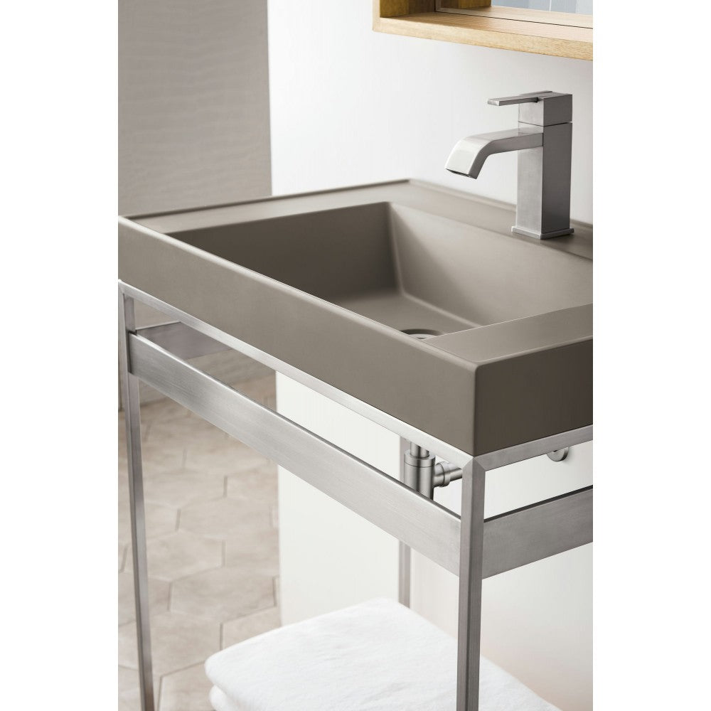 Como 27.6" Sink Console, Brushed Nickel, Natural Ash w/Stone Gray Composite Top