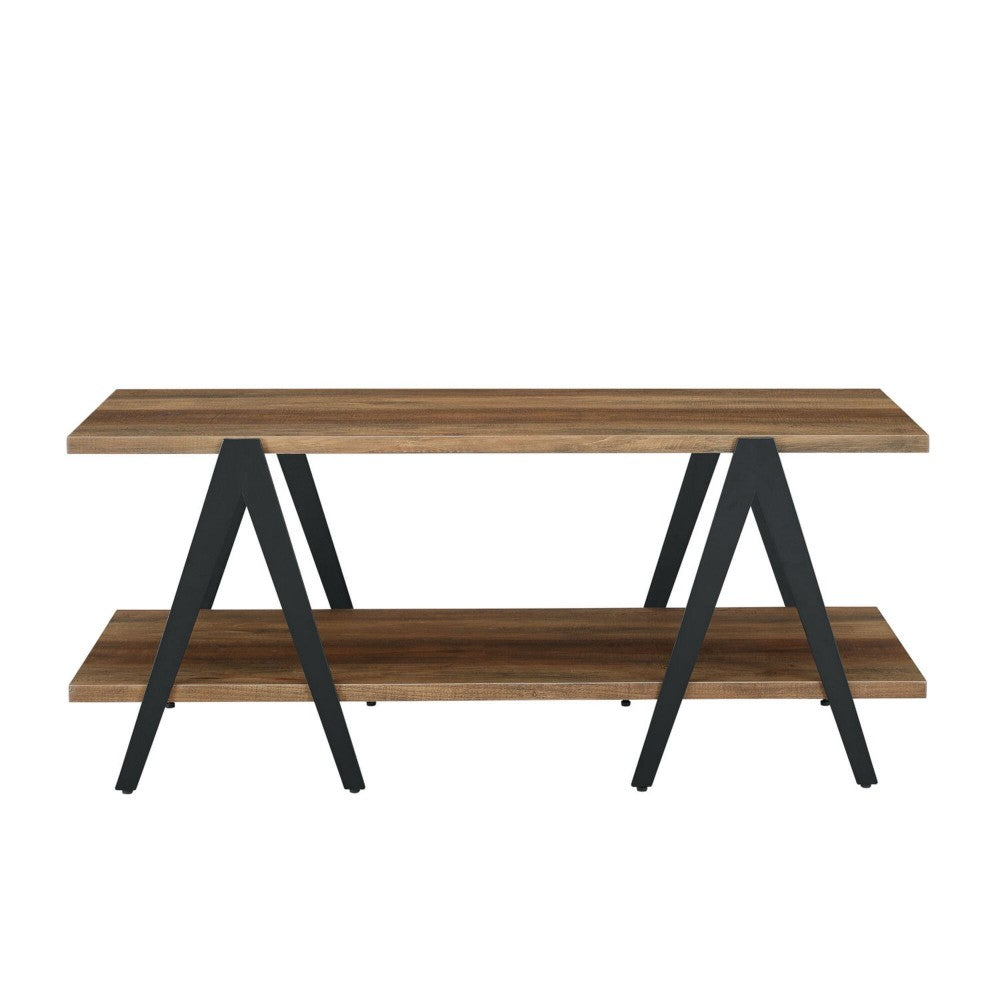 Contemporary 2-Tier A-Leg TV Stand for TVs up to 55" - Rustic Oak