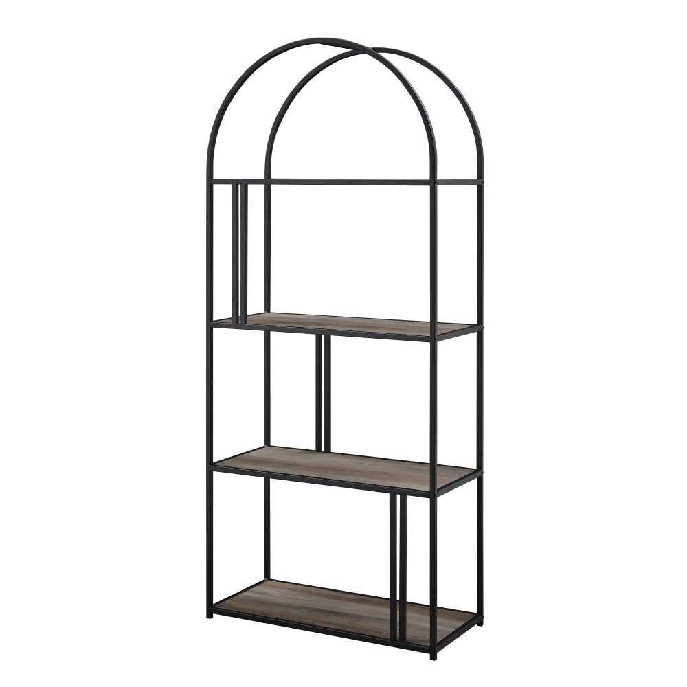 Contemporary Metal Arch Asymmetric Bookshelf - Gray Wash