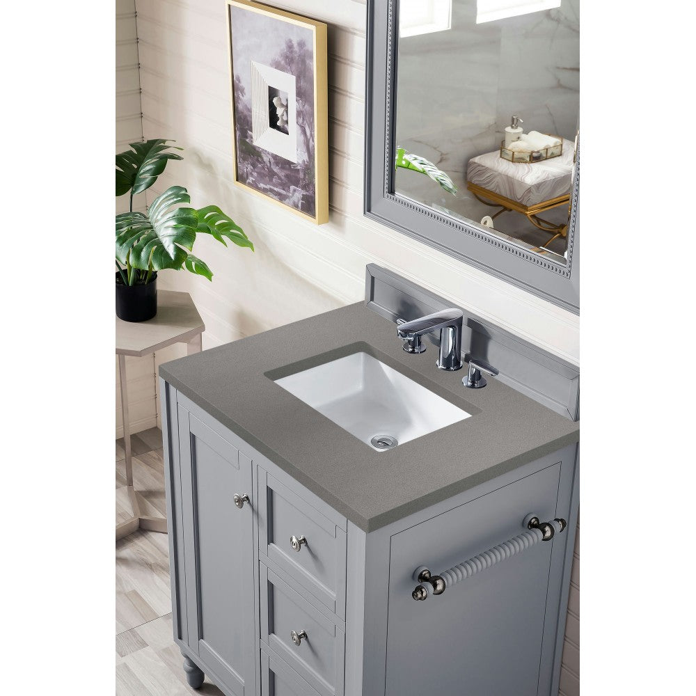 Copper Cove Encore 30" Single Vanity, Silver Gray w/ 3 CM Gray Expo Quartz Top