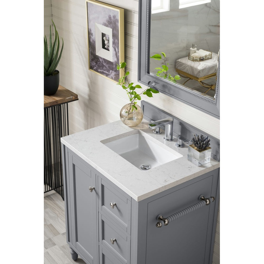 Copper Cove Encore 30" Single Vanity Silver Gray w/3 CM Jasmine Pearl Quartz Top