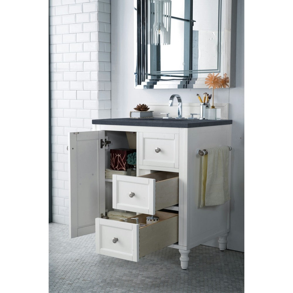 Copper Cove Encore 30" Single Vanity White w/3 CM Charcoal Soapstone Quartz Top
