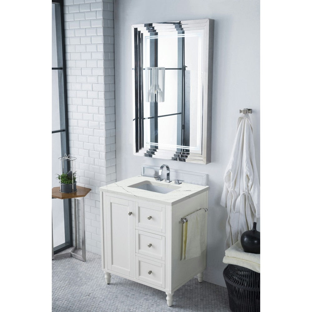 Copper Cove Encore 30" Single Vanity White w/3 CM Ethereal Noctis Quartz Top