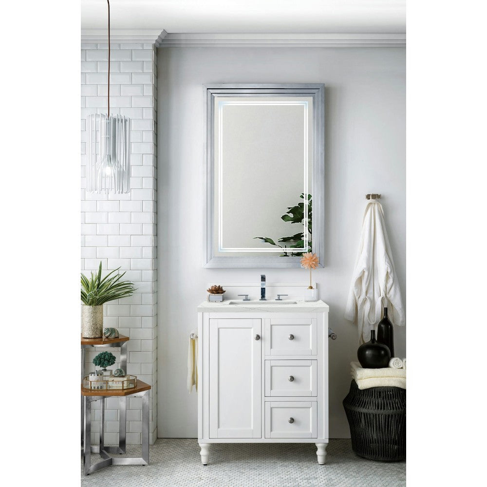 Copper Cove Encore 30" Single Vanity White w/3 CM Ethereal Noctis Quartz Top