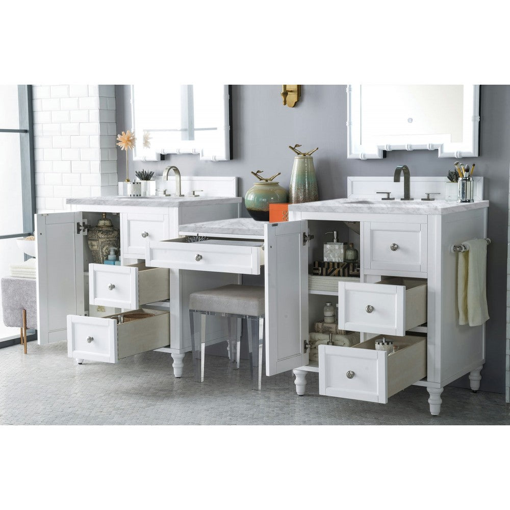 Copper Cove Encore 86" Double Vanity Set White w/ 3 CM Carrara Marble Top