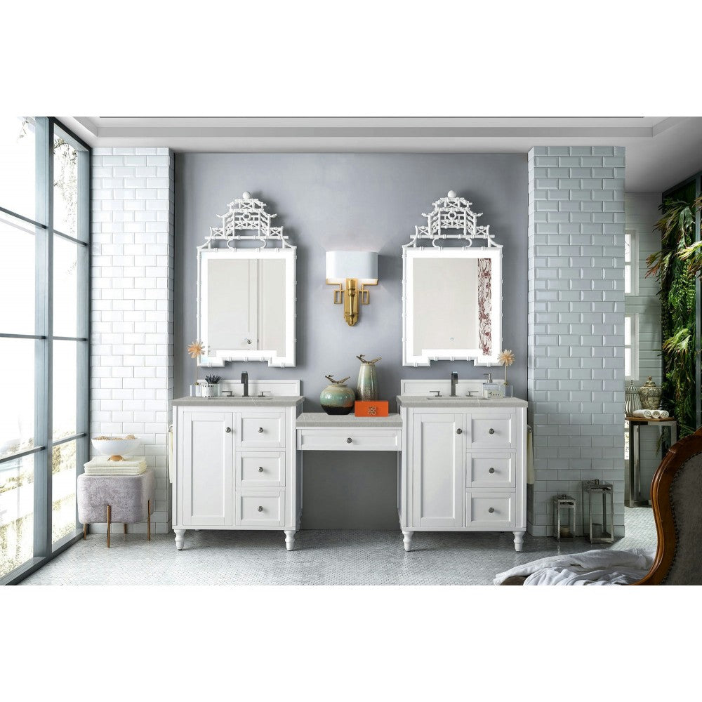 Copper Cove Encore 86" Double Vanity Set White w/ 3 CM Serena Quartz Top