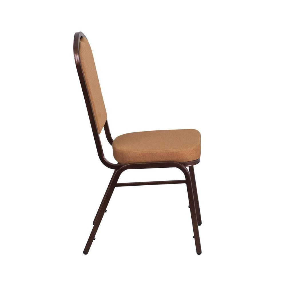 Crown Back Stacking Banquet Chair in Light Brown Fabric - Copper Vein Frame