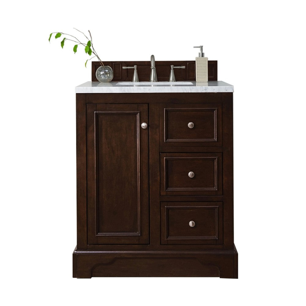 De Soto 30" Single Vanity Mahogany w/3 CM Arctic Fall Solid Surface Top