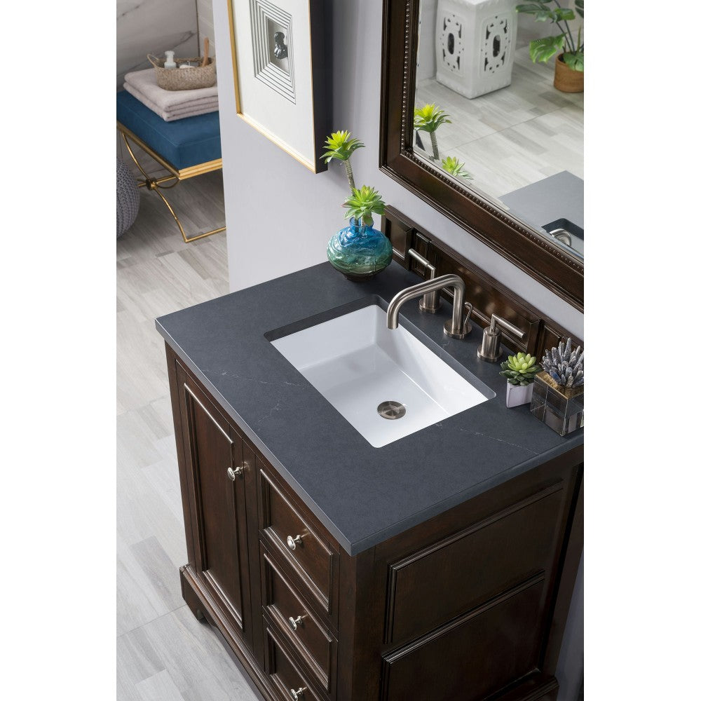 De Soto 30" Single Vanity Mahogany w/3 CM Charcoal Soapstone Quartz Top