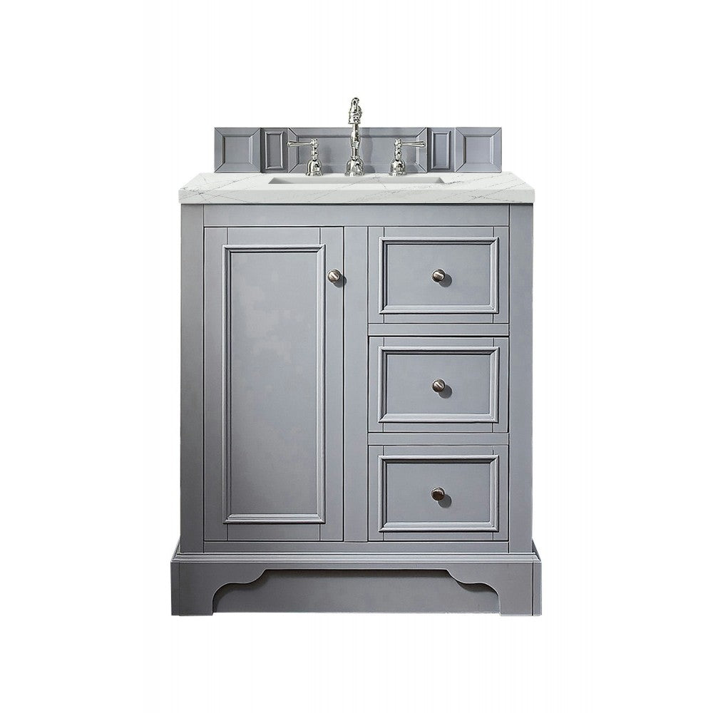 De Soto 30" Single Vanity, Silver Gray w/ 3 CM Ethereal Noctis Quartz Top