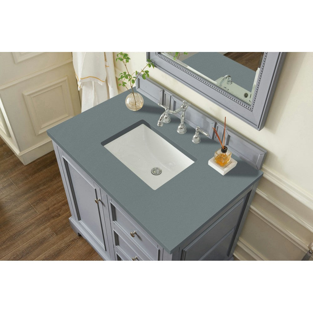 De Soto 36" Single Vanity, Silver Gray w/ 3 CM Cala Blue Quartz Top