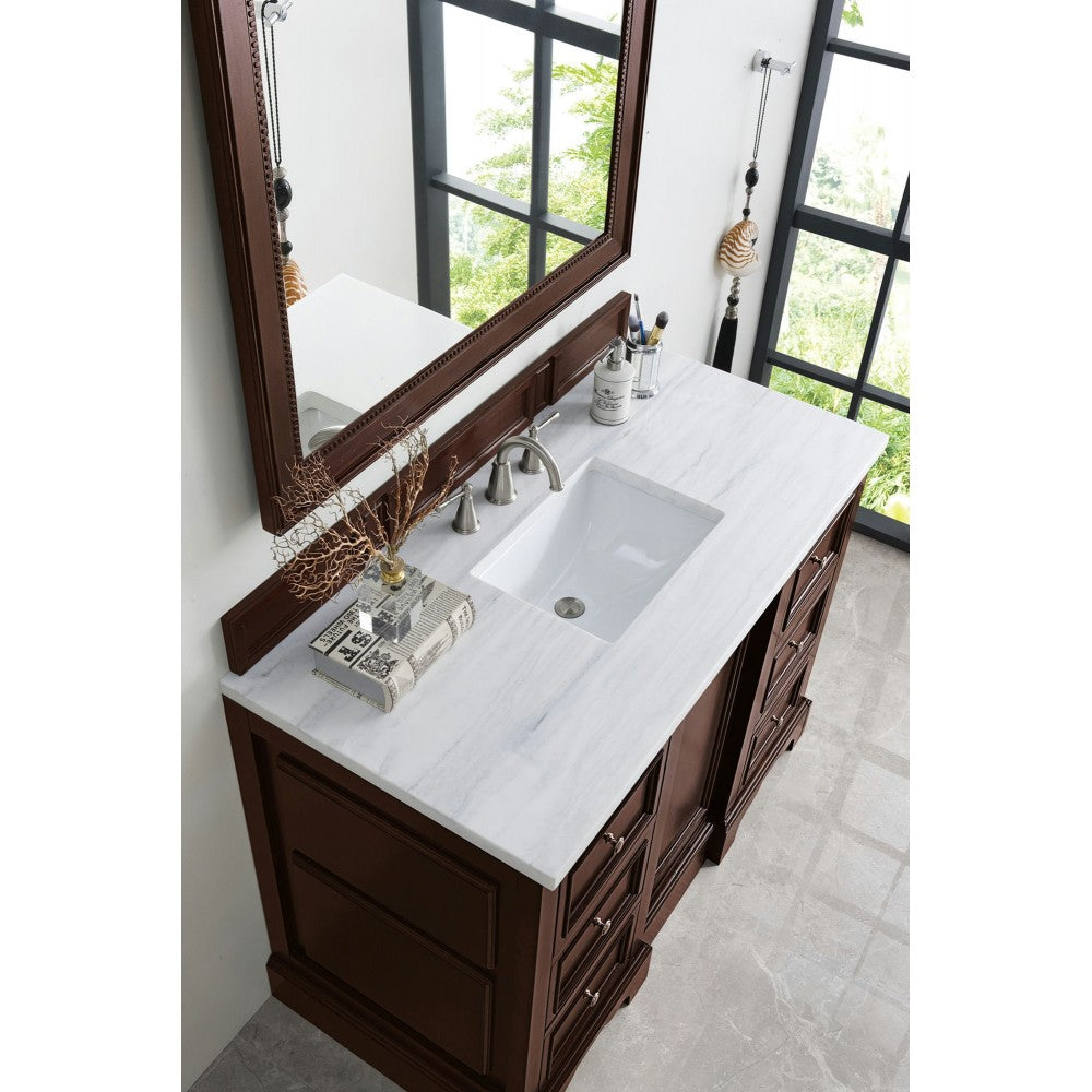 De Soto 48" Single Vanity Mahogany w/3 CM Arctic Fall Solid Surface Top