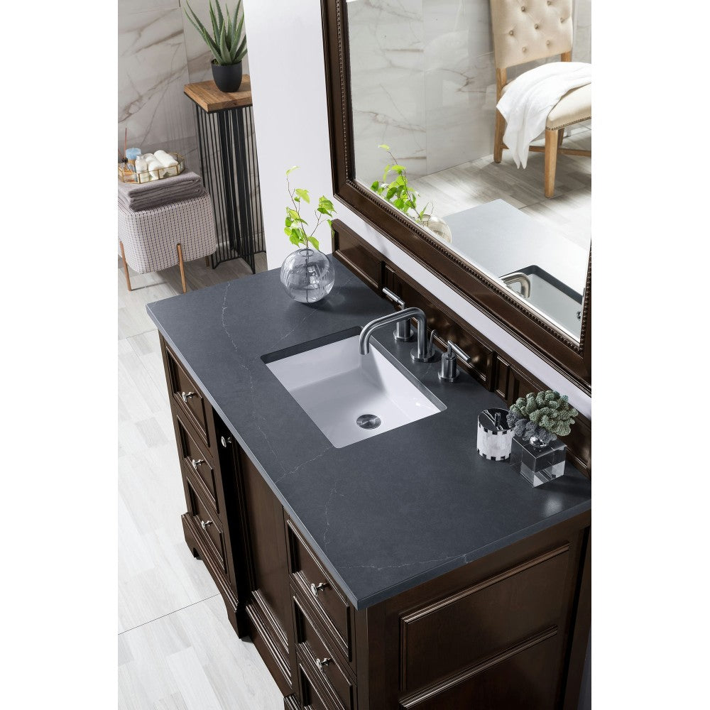 De Soto 48" Single Vanity Mahogany w/3 CM Charcoal Soapstone Quartz Top