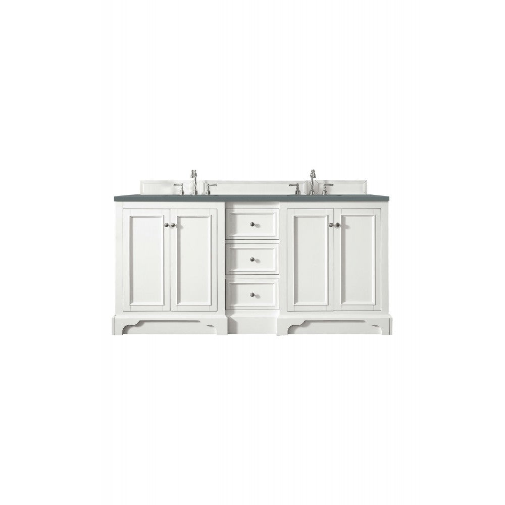 De Soto 72" Double Vanity, Bright White w/ 3 CM Cala Blue Quartz Top