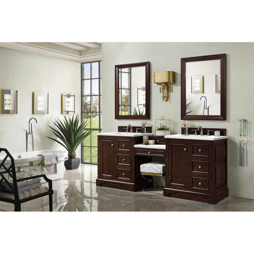 De Soto 82" Double Vanity Set Mahogany w/ 3 CM Classic White Quartz Top