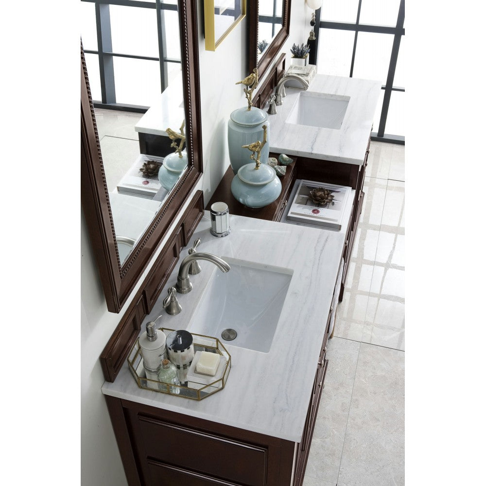 De Soto 94" Double Vanity Set Mahogany w/ 3 CM Arctic Fall Solid Surface Top