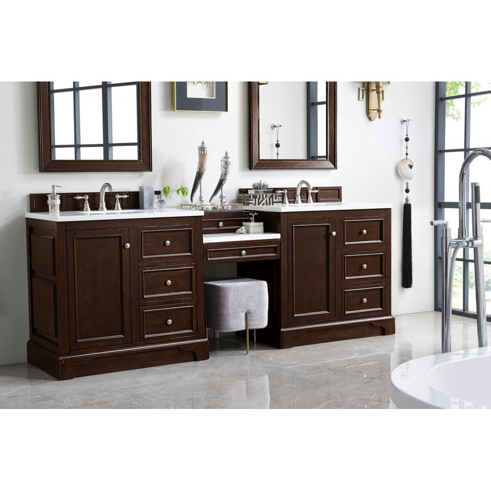 De Soto 94" Double Vanity Set Mahogany w/ 3 CM Arctic Fall Solid Surface Top