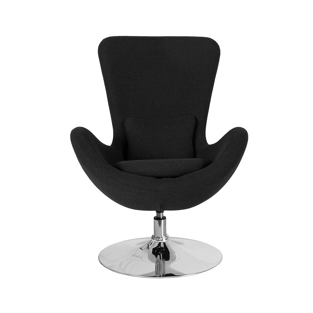 Egg Series Black Fabric Side Reception Chair