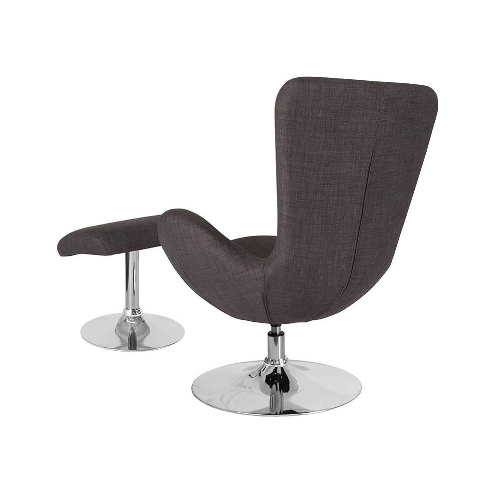 Egg Series Dark Gray Fabric Side Reception Chair with Ottoman