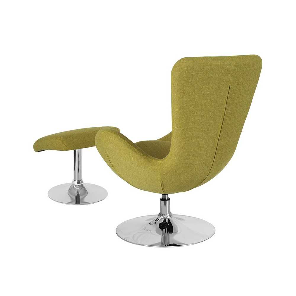 Egg Series Green Fabric Side Reception Chair with Ottoman