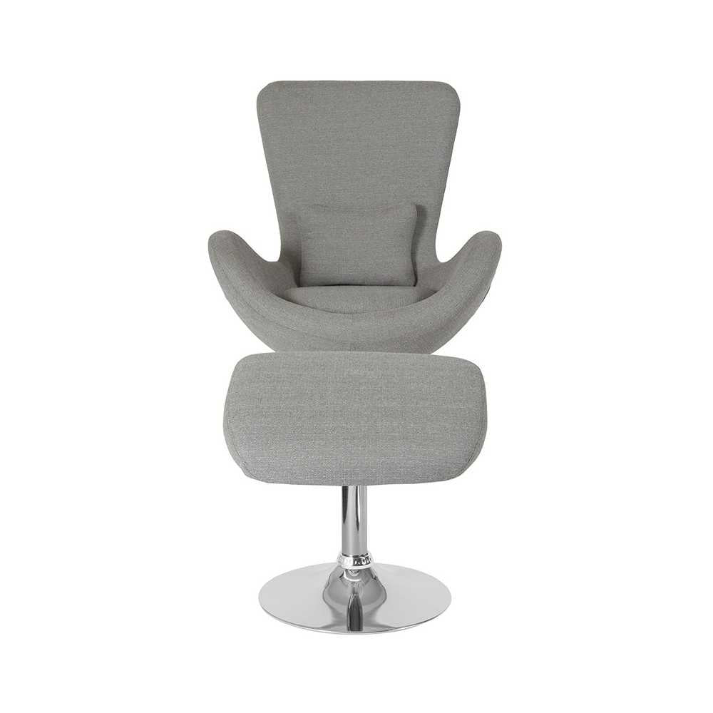 Egg Series Light Gray Fabric Side Reception Chair with Ottoman