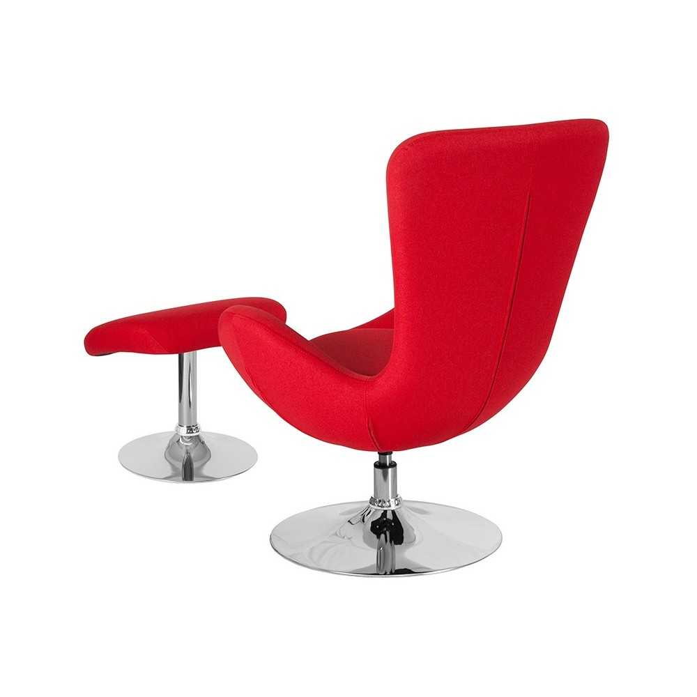 Egg Series Red Fabric Side Reception Chair with Ottoman
