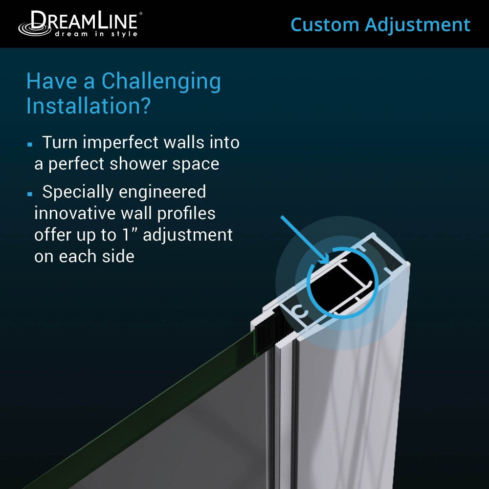 Elegance 51-53 in. W x 72 in. H Frameless Pivot Shower Door in Chrome