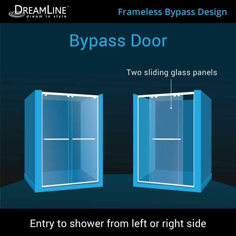 Encore 56-60 in. W x 76 in. H Semi-Frameless Bypass Shower Door in Brushed Nickel