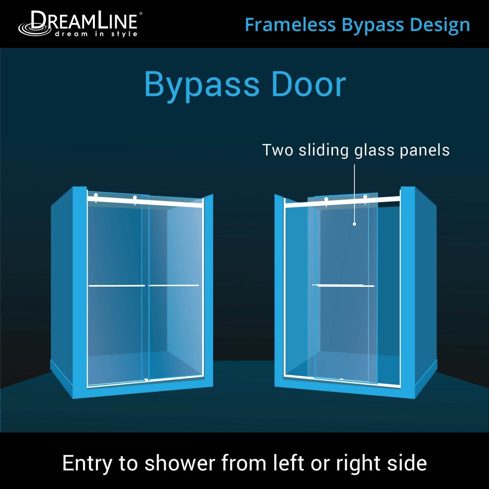 Essence 56-60 in. W x 76 in. H Frameless Bypass Shower Door in Brushed Nickel
