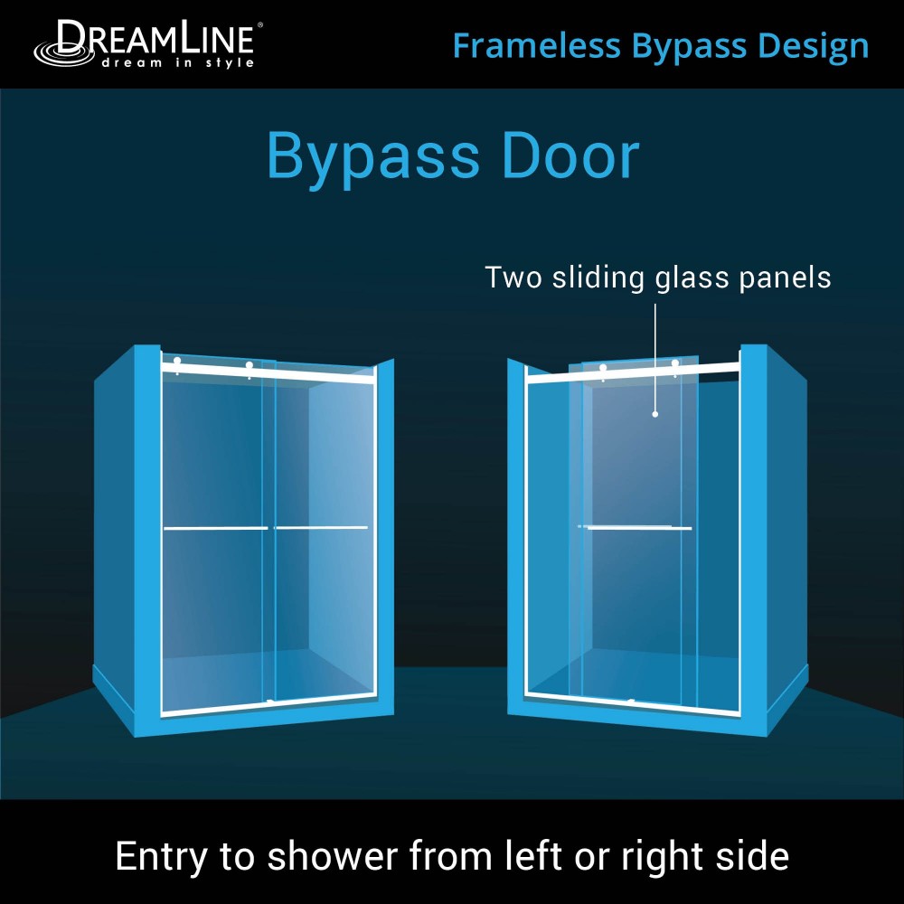 Essence-H 56-60 in. W x 76 in. H Semi-Frameless Bypass Shower Door in Chrome
