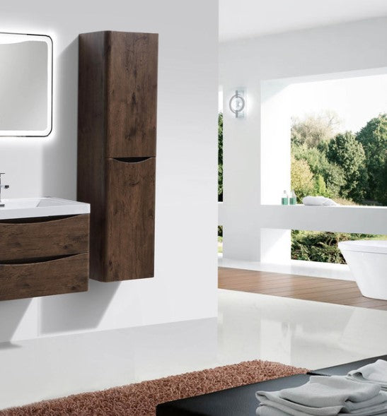 Eviva Smile 16" Rosewood Wall Mount Linen Side Cabinet