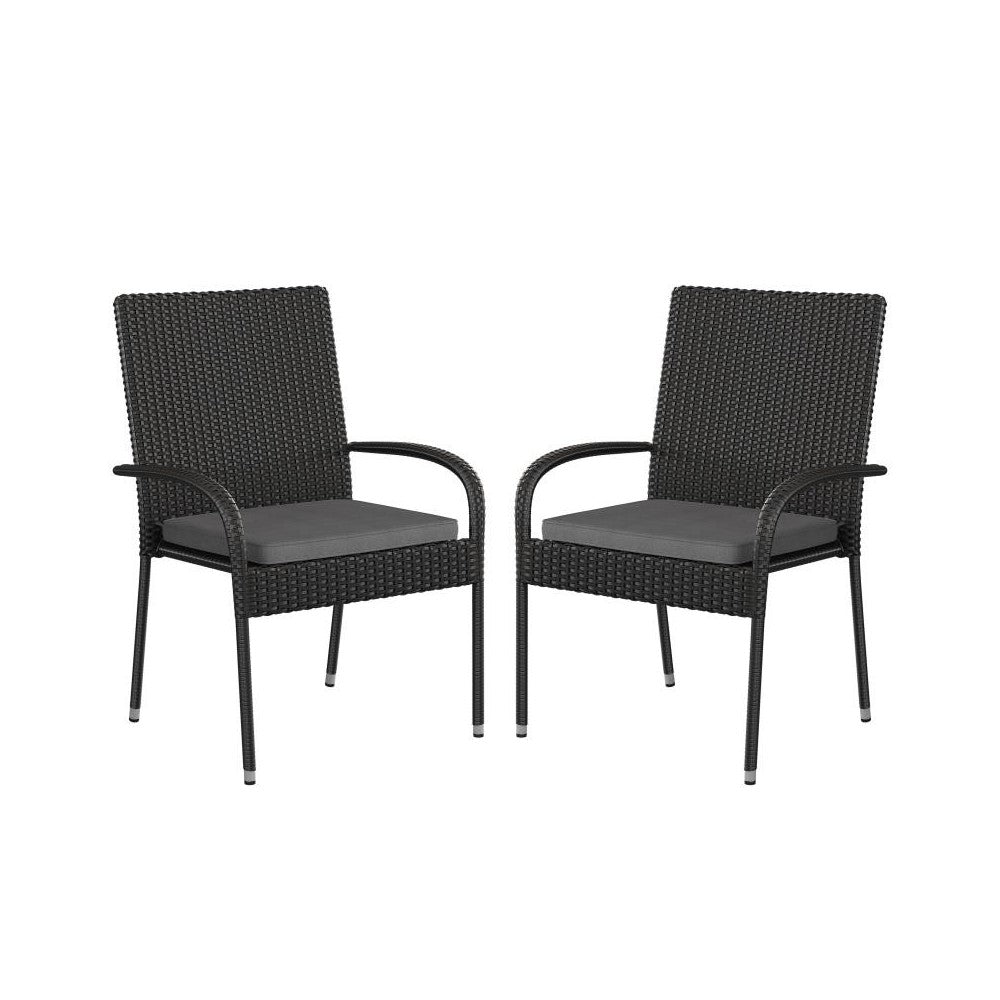 Flash Furniture Maxim 2PK Black Patio Chair 2-TW-3WBE073-CU01GY-BK-GG