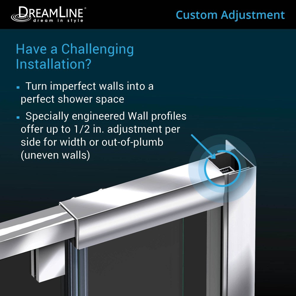Flex 28-32 in. W x 72 in. H Semi-Frameless Pivot Shower Door in Chrome