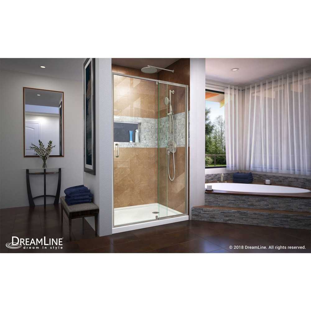 Flex 38-42 in. W x 72 in. H Semi-Frameless Pivot Shower Door in Brushed Nickel