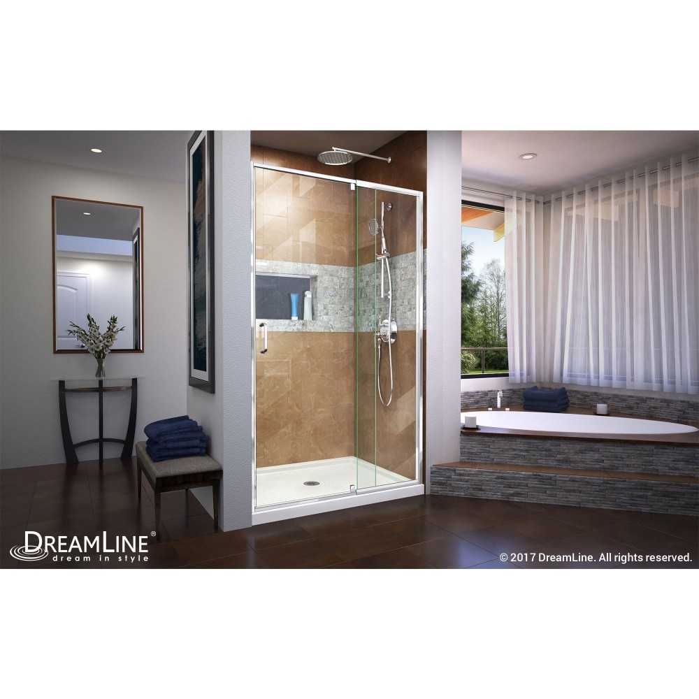 Flex 38-42 in. W x 72 in. H Semi-Frameless Pivot Shower Door in Chrome