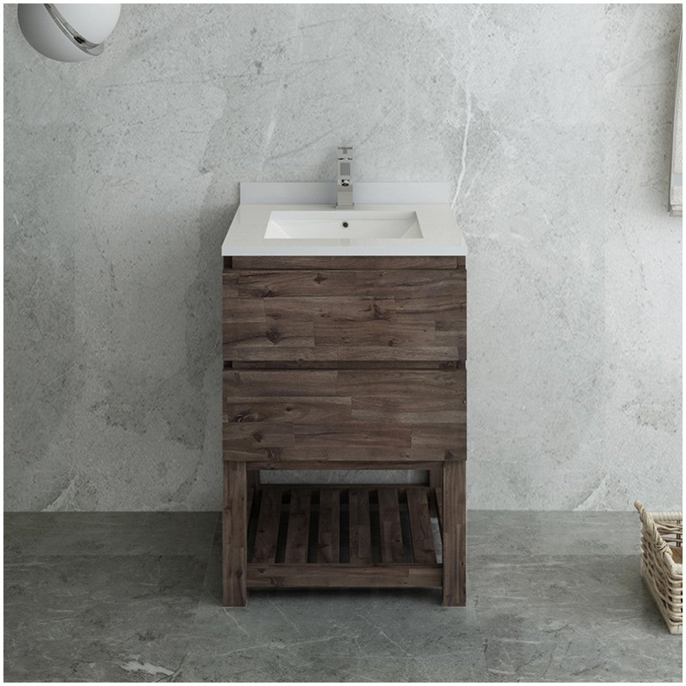 Formosa 24" Floor Standing Open Bottom Modern Bathroom Cabinet w/ Top & Sink