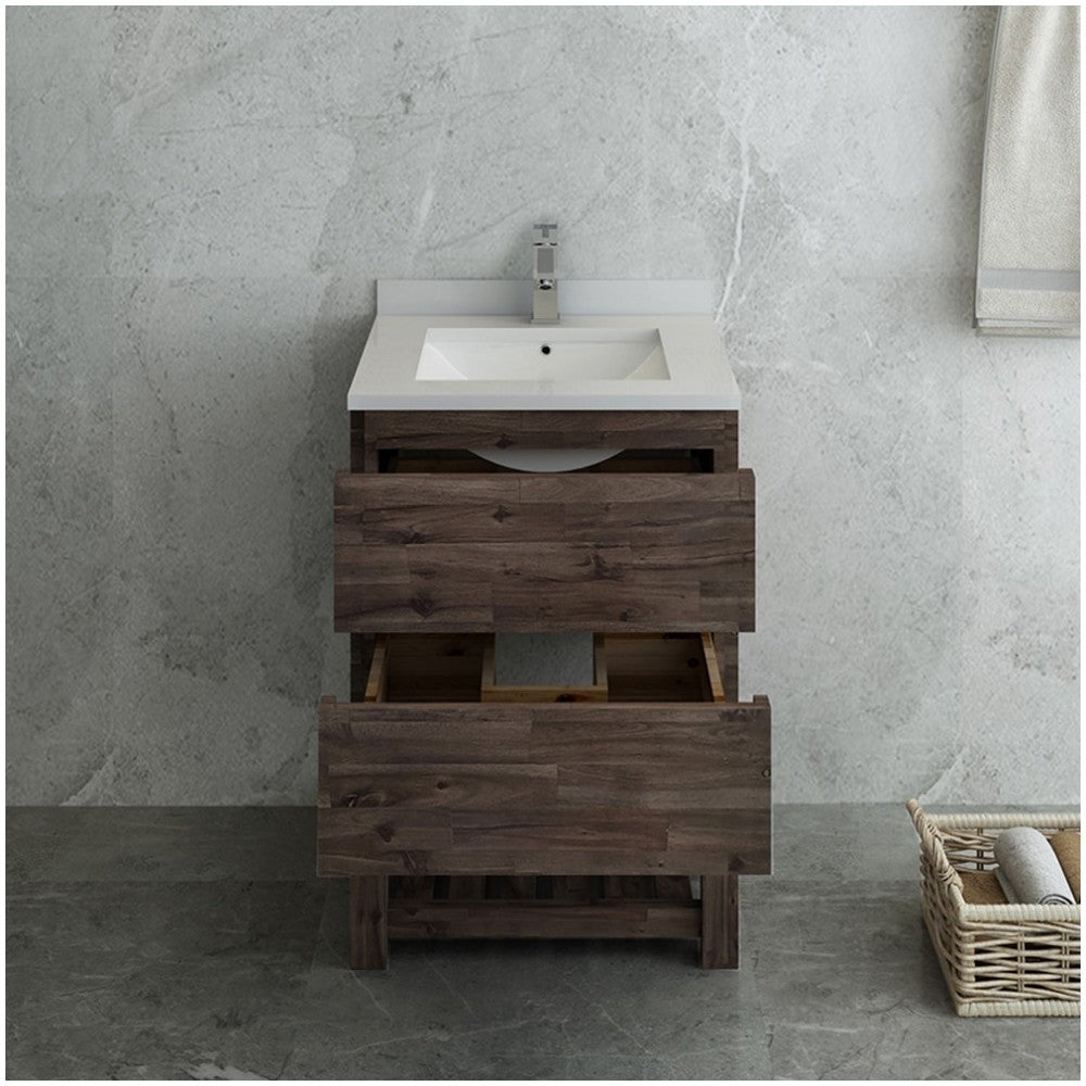 Formosa 24" Floor Standing Open Bottom Modern Bathroom Cabinet w/ Top & Sink