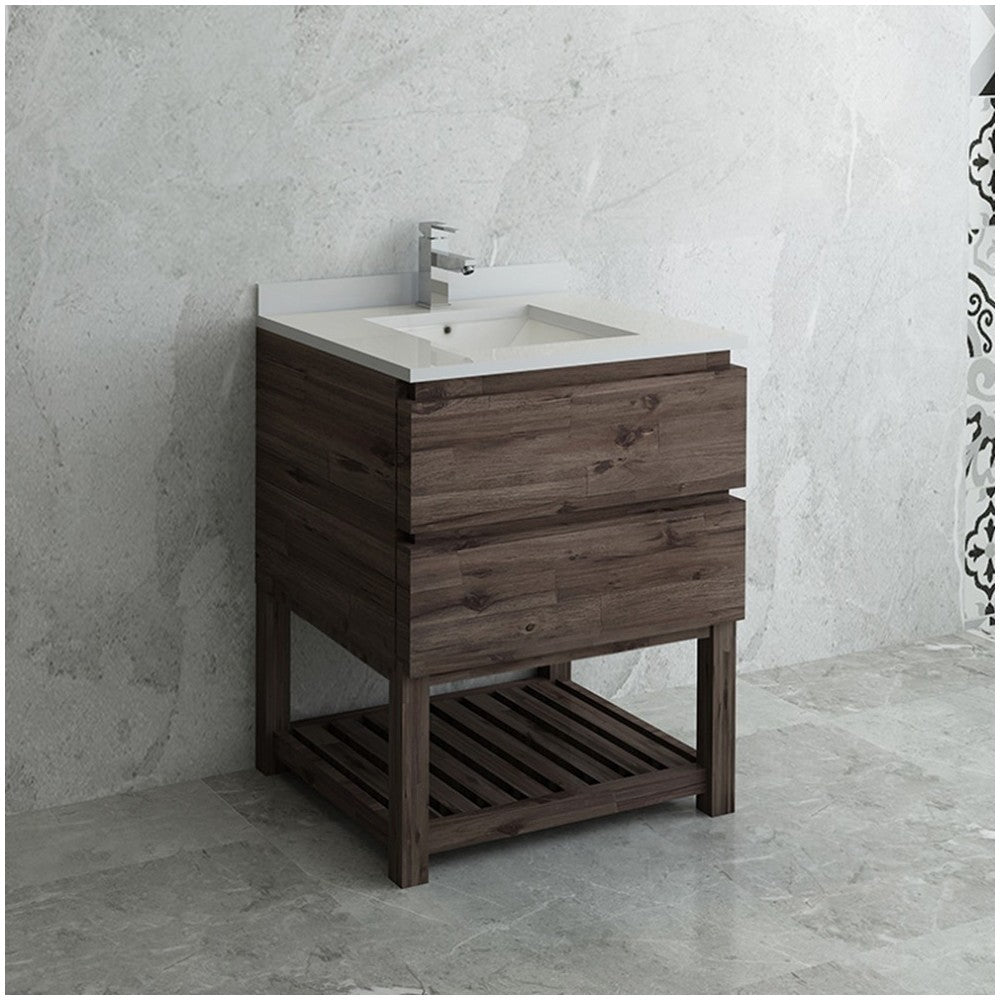 Formosa 30" Floor Standing Open Bottom Modern Bathroom Cabinet w/ Top & Sink