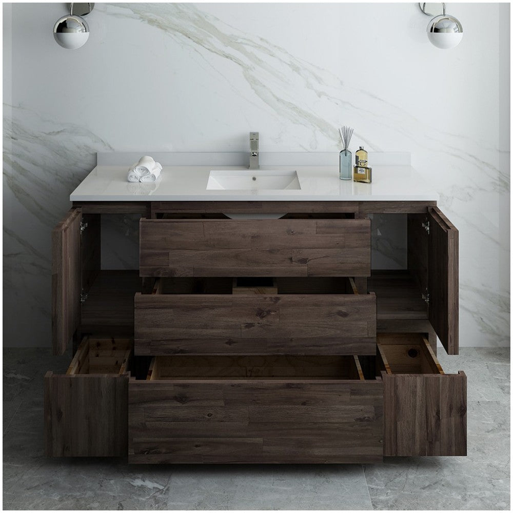 Formosa 60" Floor Standing Single Sink Modern Bathroom Cabinet w/ Top & Sink