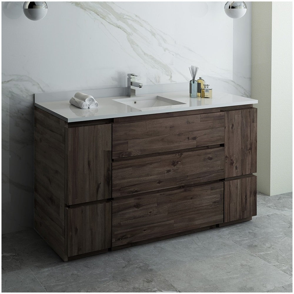 Formosa 60" Floor Standing Single Sink Modern Bathroom Cabinet w/ Top & Sink