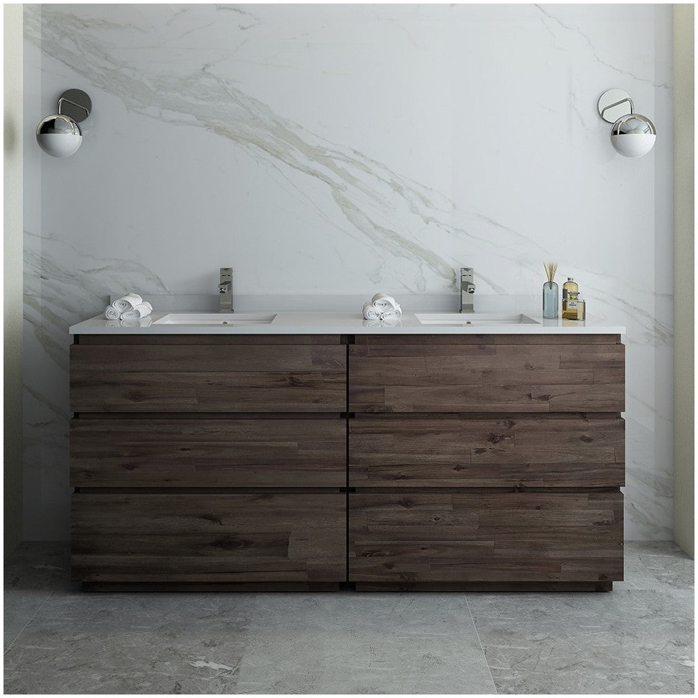 Formosa 70" Floor Standing Double Sink Modern Bathroom Cabinet, FCB31-3636ACA-FC