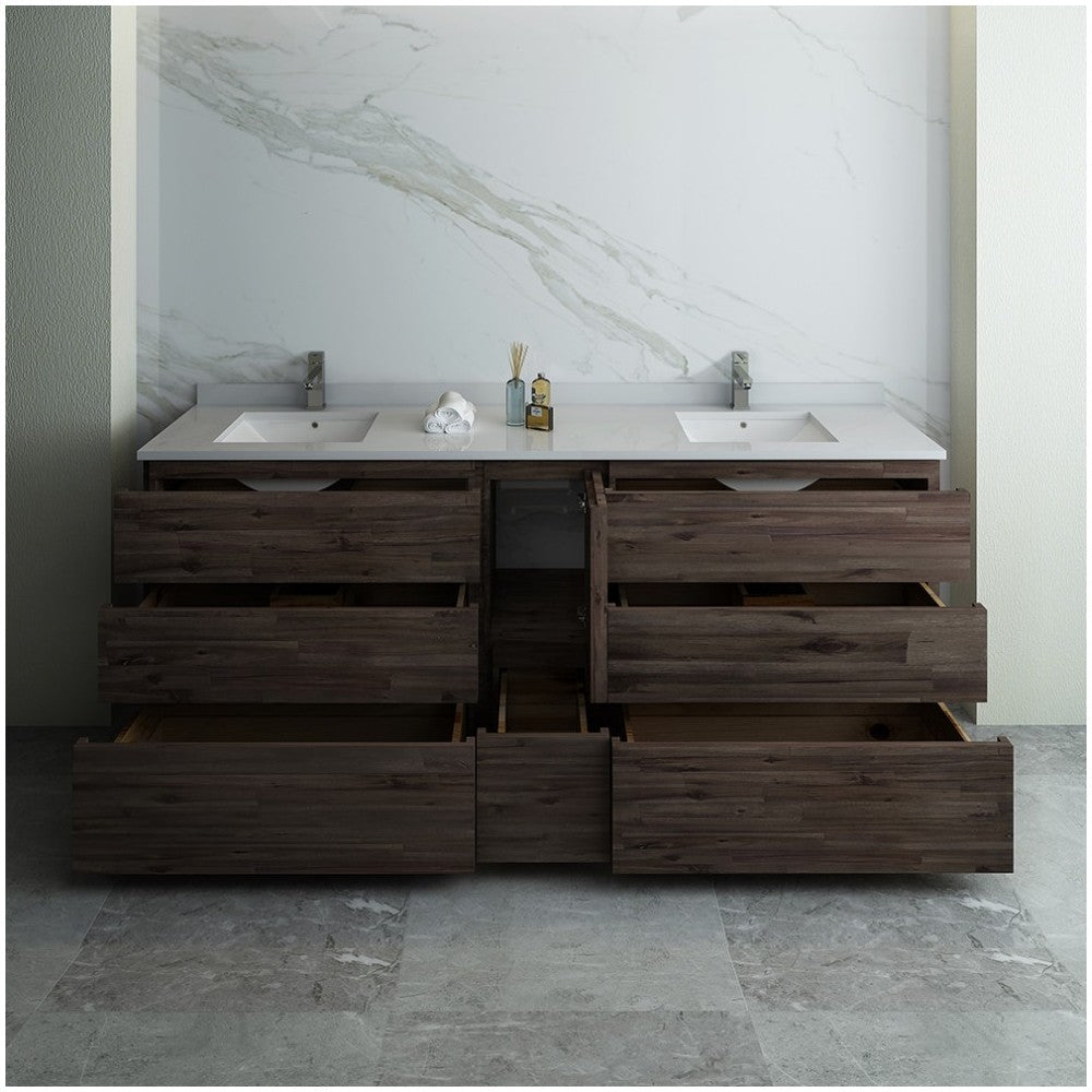 Formosa 84" Floor Standing Double Sink Modern Bathroom Cabinet w/ Top & Sinks