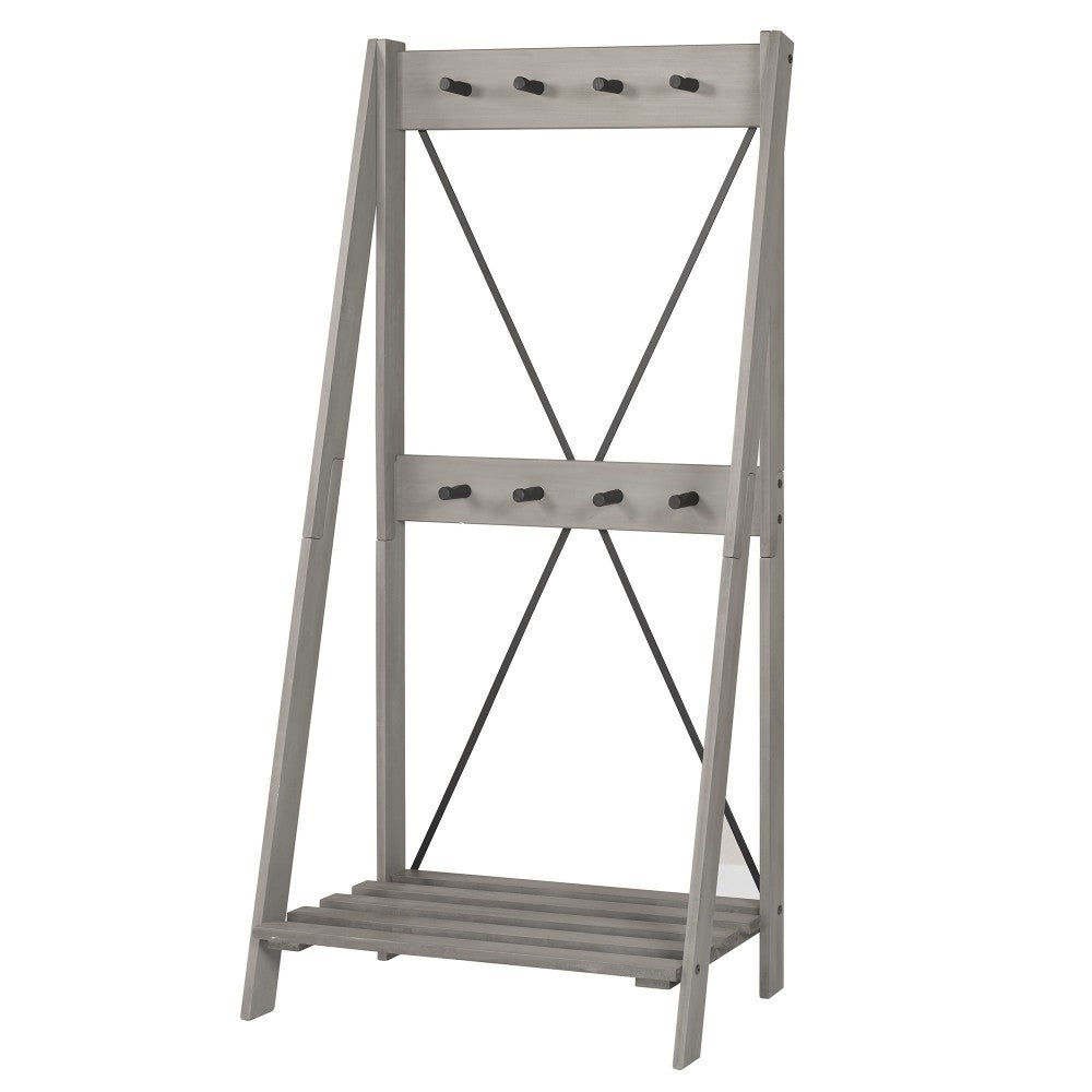 Frankie 68" Solid Wood Angled Hall Tree - Gray