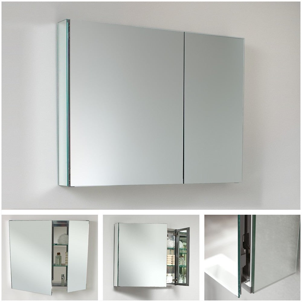 Fresca 30" Wide x 26" Tall Bathroom Medicine Cabinet w/ Mirrors