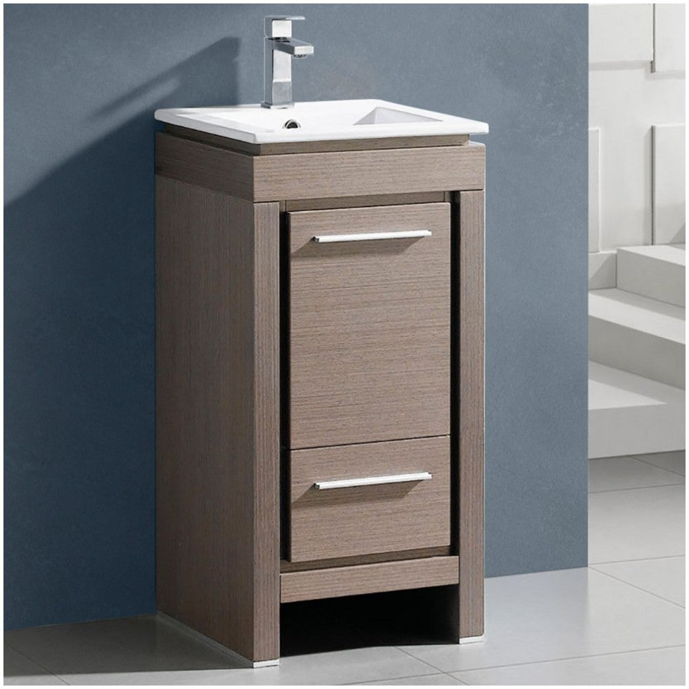 Fresca Allier 16" Gray Oak Modern Bathroom Cabinet w/ Sink