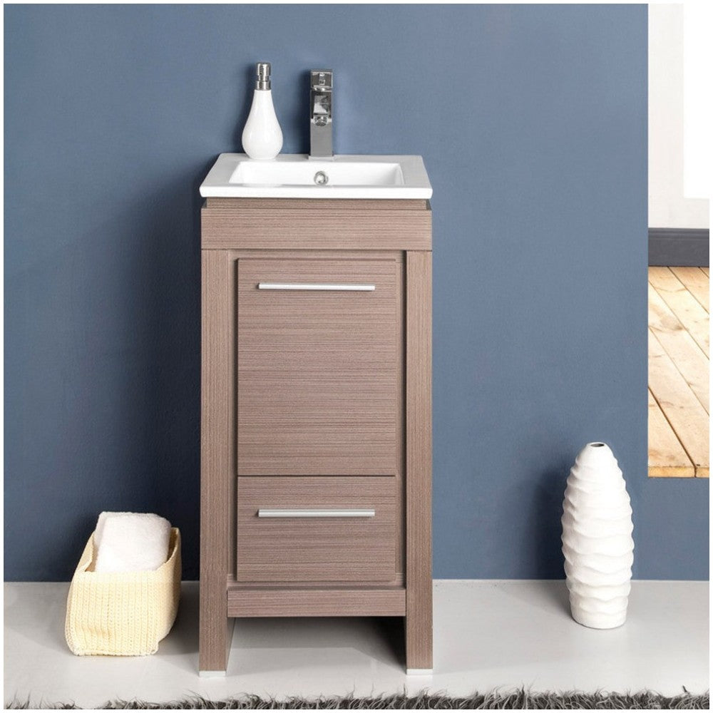 Fresca Allier 16" Gray Oak Modern Bathroom Cabinet w/ Sink