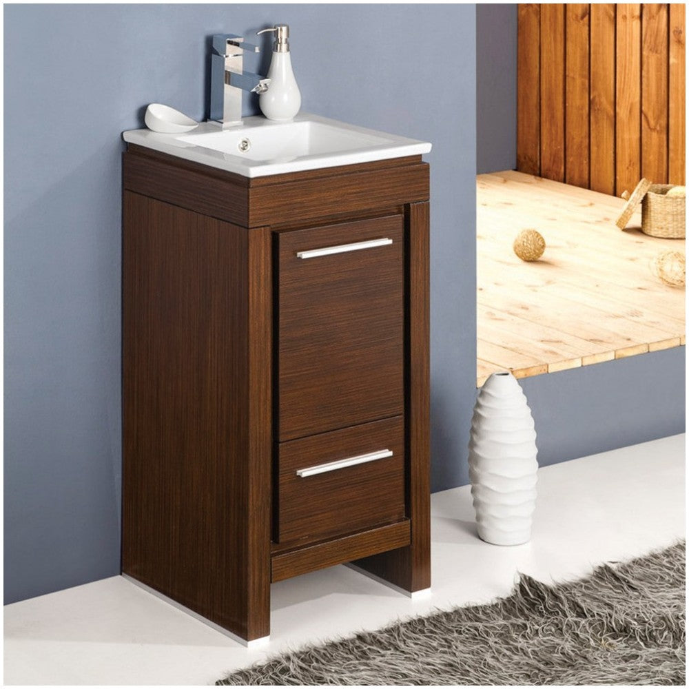 Fresca Allier 16" Wenge Brown Modern Bathroom Cabinet w/ Sink