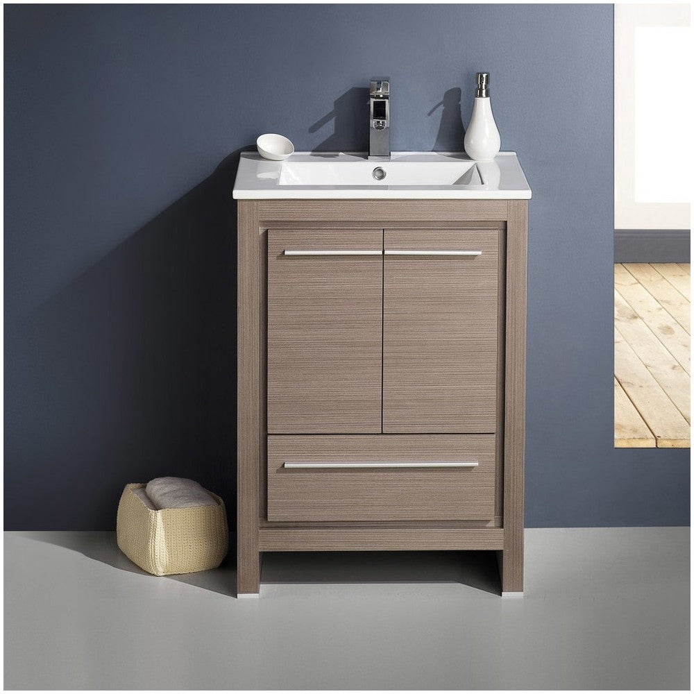 Fresca Allier 24" Gray Oak Modern Bathroom Cabinet w/ Sink