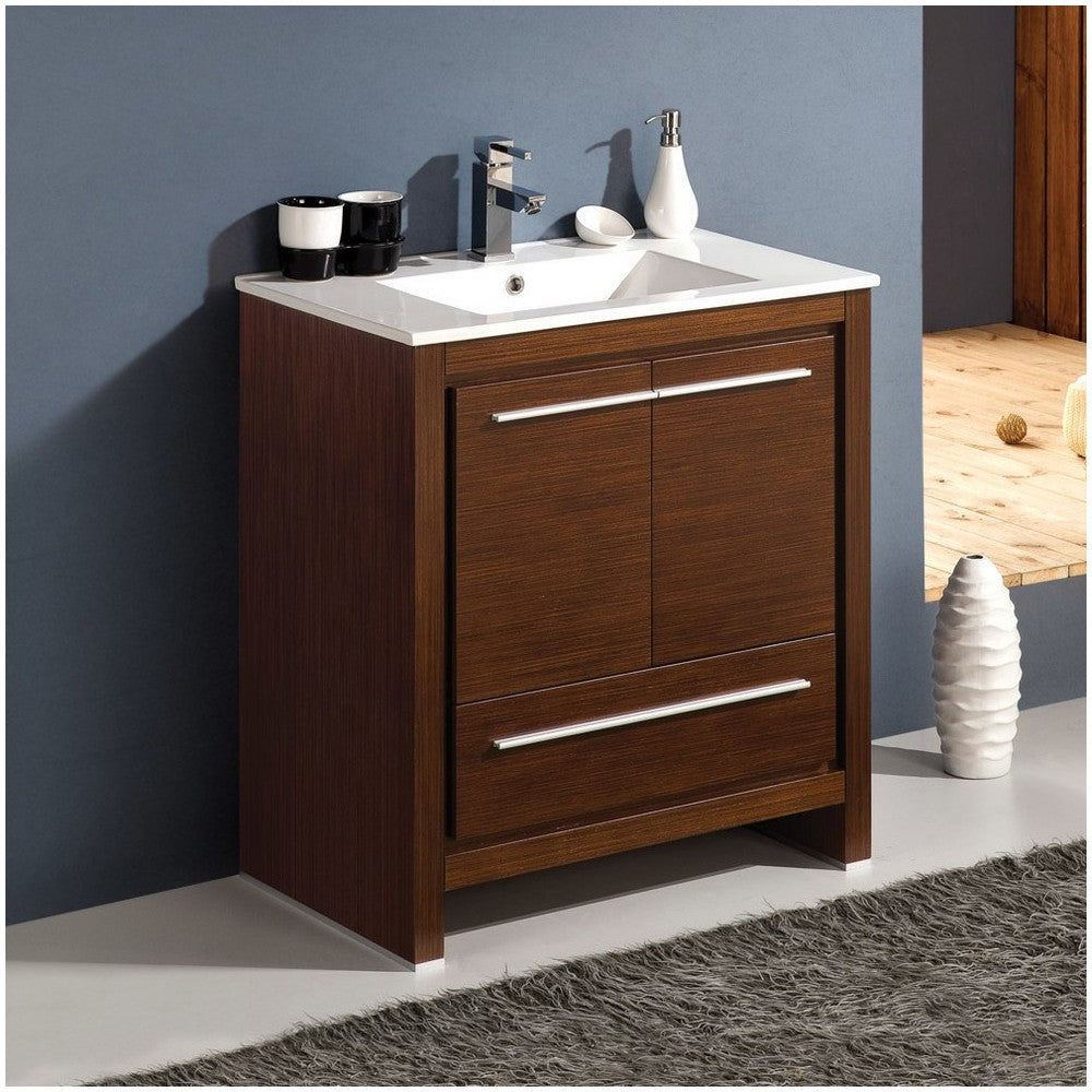 Fresca Allier 30" Wenge Brown Modern Bathroom Cabinet w/ Sink