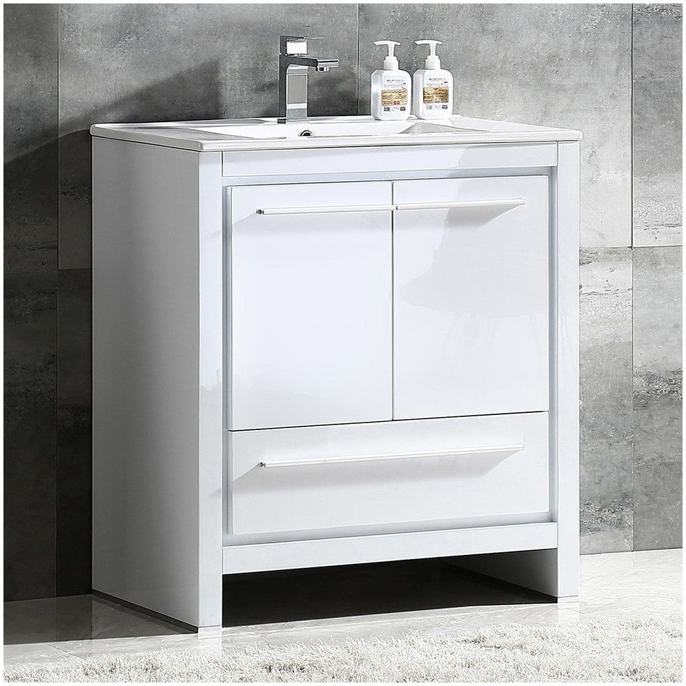 Fresca Allier 30" White Modern Bathroom Cabinet w/ Sink